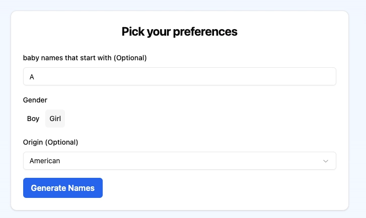 AI Baby Name Tool